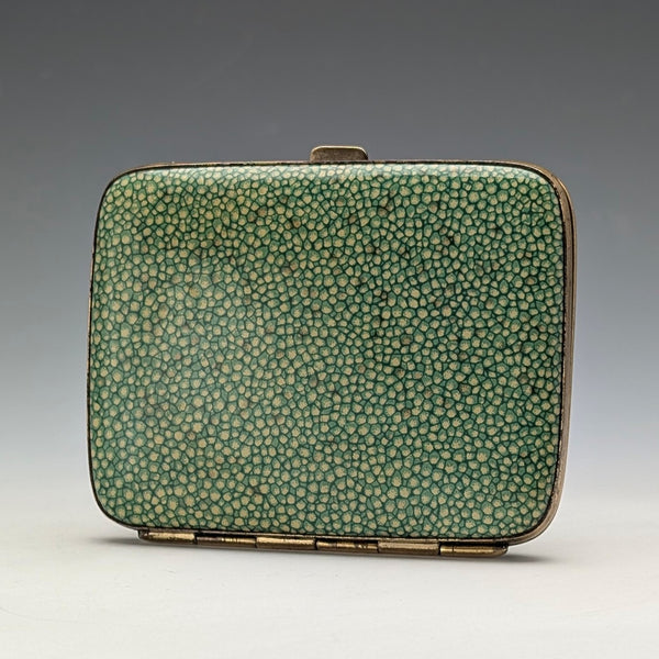 Vintage Green Galuchat Gold Plated Cigarette Case